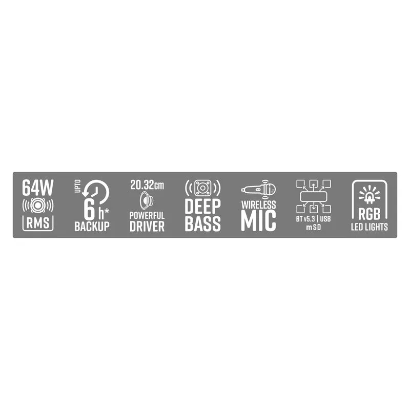 Zebronics Bluetooth Speaker with wireless Mic 64w Sound Feast 850 view 2